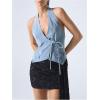 imageSOLY HUX Womens Denim Vest Deep V Neck Wrap Tie Side Halter Tops Party Summer OutfitsLight Blue