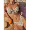 imageSOLY HUX Womens Floral Print Bathing Suit Tie Front Underwire High Cut Swimsuit Two Piece Bikini SetsMulticoloured Floral