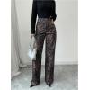 imageSOLY HUX Womens Leopard Print Pants High Waisted Straight Leg Elegant Trousers with PocketsMulticoloured Leopard