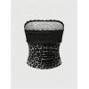 imageSOLY HUX Womens Leopard Print Tube Top Y2k Lace Trim Strapless Tight Fitted Crop Bandeau VestDark Grey
