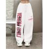 imageSOLY HUX Womens Letter Print Graphic Sweatpants Drawstring Elastic Waist Loose Long PantsWhite Letter