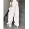 imageSOLY HUX Womens Letter Print Graphic Sweatpants Drawstring Elastic Waist Loose Long PantsWhite Letter