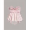 imageSOLY HUX Womens Plus Size Tie Front Strapless Bandeau Tube Tops Flowy Vest Shirts Coquette Aesthetic ClothesSolid Pink
