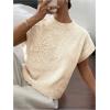 imageSOLY HUX Womens Ribbed Sweater Crew Neck Short Sleeve Loose Fit Floral Knit Pullover TopsApricot Floral