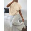 imageSOLY HUX Womens Ribbed Sweater Crew Neck Short Sleeve Loose Fit Floral Knit Pullover TopsApricot Floral