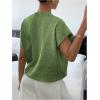 imageSOLY HUX Womens Ribbed Sweater Crew Neck Short Sleeve Loose Fit Floral Knit Pullover TopsArmy Green