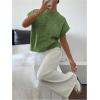 imageSOLY HUX Womens Ribbed Sweater Crew Neck Short Sleeve Loose Fit Floral Knit Pullover TopsArmy Green