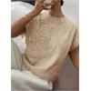 imageSOLY HUX Womens Ribbed Sweater Crew Neck Short Sleeve Loose Fit Floral Knit Pullover TopsBeige Floral