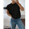imageSOLY HUX Womens Ribbed Sweater Crew Neck Short Sleeve Loose Fit Floral Knit Pullover TopsBlack Floral