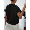 imageSOLY HUX Womens Ribbed Sweater Crew Neck Short Sleeve Loose Fit Floral Knit Pullover TopsBlack Floral