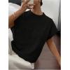 imageSOLY HUX Womens Ribbed Sweater Crew Neck Short Sleeve Loose Fit Floral Knit Pullover TopsBlack Floral