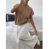 imageSOLY HUX Womens Ribbed Sweater Crew Neck Short Sleeve Loose Fit Floral Knit Pullover TopsCoffee Brown
