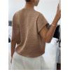 imageSOLY HUX Womens Ribbed Sweater Crew Neck Short Sleeve Loose Fit Floral Knit Pullover TopsCoffee Brown