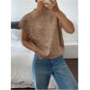 imageSOLY HUX Womens Ribbed Sweater Crew Neck Short Sleeve Loose Fit Floral Knit Pullover TopsCoffee Brown