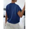 imageSOLY HUX Womens Ribbed Sweater Crew Neck Short Sleeve Loose Fit Floral Knit Pullover TopsDark Blue