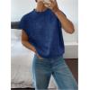imageSOLY HUX Womens Ribbed Sweater Crew Neck Short Sleeve Loose Fit Floral Knit Pullover TopsDark Blue
