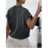imageSOLY HUX Womens Ribbed Sweater Crew Neck Short Sleeve Loose Fit Floral Knit Pullover TopsDark Grey