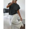 imageSOLY HUX Womens Ribbed Sweater Crew Neck Short Sleeve Loose Fit Floral Knit Pullover TopsDark Grey