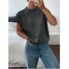 imageSOLY HUX Womens Ribbed Sweater Crew Neck Short Sleeve Loose Fit Floral Knit Pullover TopsDark Grey
