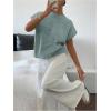 imageSOLY HUX Womens Ribbed Sweater Crew Neck Short Sleeve Loose Fit Floral Knit Pullover TopsDusty Blue