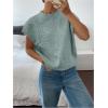 imageSOLY HUX Womens Ribbed Sweater Crew Neck Short Sleeve Loose Fit Floral Knit Pullover TopsDusty Blue