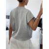 imageSOLY HUX Womens Ribbed Sweater Crew Neck Short Sleeve Loose Fit Floral Knit Pullover TopsGrey Black Floral