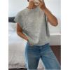imageSOLY HUX Womens Ribbed Sweater Crew Neck Short Sleeve Loose Fit Floral Knit Pullover TopsGrey Floral