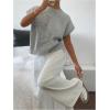 imageSOLY HUX Womens Ribbed Sweater Crew Neck Short Sleeve Loose Fit Floral Knit Pullover TopsGrey Floral