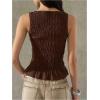 imageSOLY HUX Womens Shirred Ruffle Tank Tops Summer Sleeveless Slim Fit Going Out Vest Shirts StreetwearSolid Brown