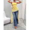 imageSOLY HUX Womens Summer Irregular Ruffle Trim Mesh Tube Top Strapless Vest Shirts Music Festival OutfitsSolid Yellow