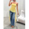 imageSOLY HUX Womens Summer Irregular Ruffle Trim Mesh Tube Top Strapless Vest Shirts Music Festival OutfitsSolid Yellow