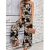 imageSOLY HUX Womens Summer Tropical Print Cut Out Cami Jumpsuit Wide Leg Long PantsBlack Tropical