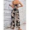 imageSOLY HUX Womens Summer Tropical Print Cut Out Cami Jumpsuit Wide Leg Long PantsBlack Tropical