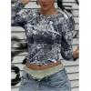 imageSOLY HUX Womens Y2k Camo T Shirt Crew Neck Long Sleeve Slim Fit Tee Going Out Crop TopsDark Grey Maple Leaf