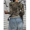 imageSOLY HUX Womens Y2k Camo T Shirt Crew Neck Long Sleeve Slim Fit Tee Going Out Crop TopsMulticoloured Camo