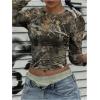 imageSOLY HUX Womens Y2k Camo T Shirt Crew Neck Long Sleeve Slim Fit Tee Going Out Crop TopsMulticoloured Camo