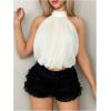 imageSOLY HUX Womens Y2k Halter Top Tie Backless Crop Tank Tops Sleeveless Party Going Out VestPure Apricot