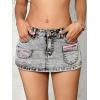 imageSOLY HUX Womens Y2k Skirt Low Rise Mini Bodycon Cargo Denim Jean Skirt with PocketPlain Grey
