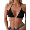 imageSOLY HUX Bikini Tops for Women Halter String Bikini Bathing Suit Tops Sexy Brazilian Swimsuit Top SwimwearSolid Black
