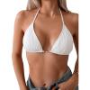 imageSOLY HUX Bikini Tops for Women Halter String Bikini Bathing Suit Tops Sexy Brazilian Swimsuit Top SwimwearSolid White