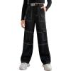 imageSOLY HUX Girls Casual Elastic High Waisted Pocket Side Cargo PantsPlain Black