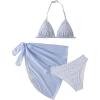 imageSOLY HUX Girls Summer Swimsuit Set Floral Halter Triangle Bikini Set with Wrap Skirts BeachwearBlue and White