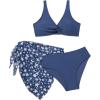imageSOLY HUX Girls Swimsuits Twist Front Bikini Set with Floral Beach Skirts Summer Bathing SuitsBlue Floral