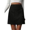 imageSOLY HUX Womens Corduroy Skirt High Waisted Button Side Split A Line Skirts Short Mini SkirtPure Black