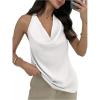 imageSOLY HUX Womens Cowl Neck Halter Top Open Back Sleeveless Tank Tops Draped Front Vest ShirtsSolid White