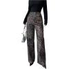 imageSOLY HUX Womens Leopard Print Pants High Waisted Straight Leg Elegant Trousers with PocketsMulticoloured Leopard