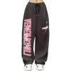 imageSOLY HUX Womens Letter Print Graphic Sweatpants Drawstring Elastic Waist Loose Long PantsDark Grey Letter