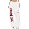 imageSOLY HUX Womens Letter Print Graphic Sweatpants Drawstring Elastic Waist Loose Long PantsWhite Letter