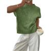 imageSOLY HUX Womens Ribbed Sweater Crew Neck Short Sleeve Loose Fit Floral Knit Pullover TopsArmy Green