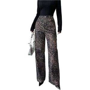 imageSOLY HUX Womens Leopard Print Pants High Waisted Straight Leg Elegant Trousers with PocketsMulticoloured Leopard